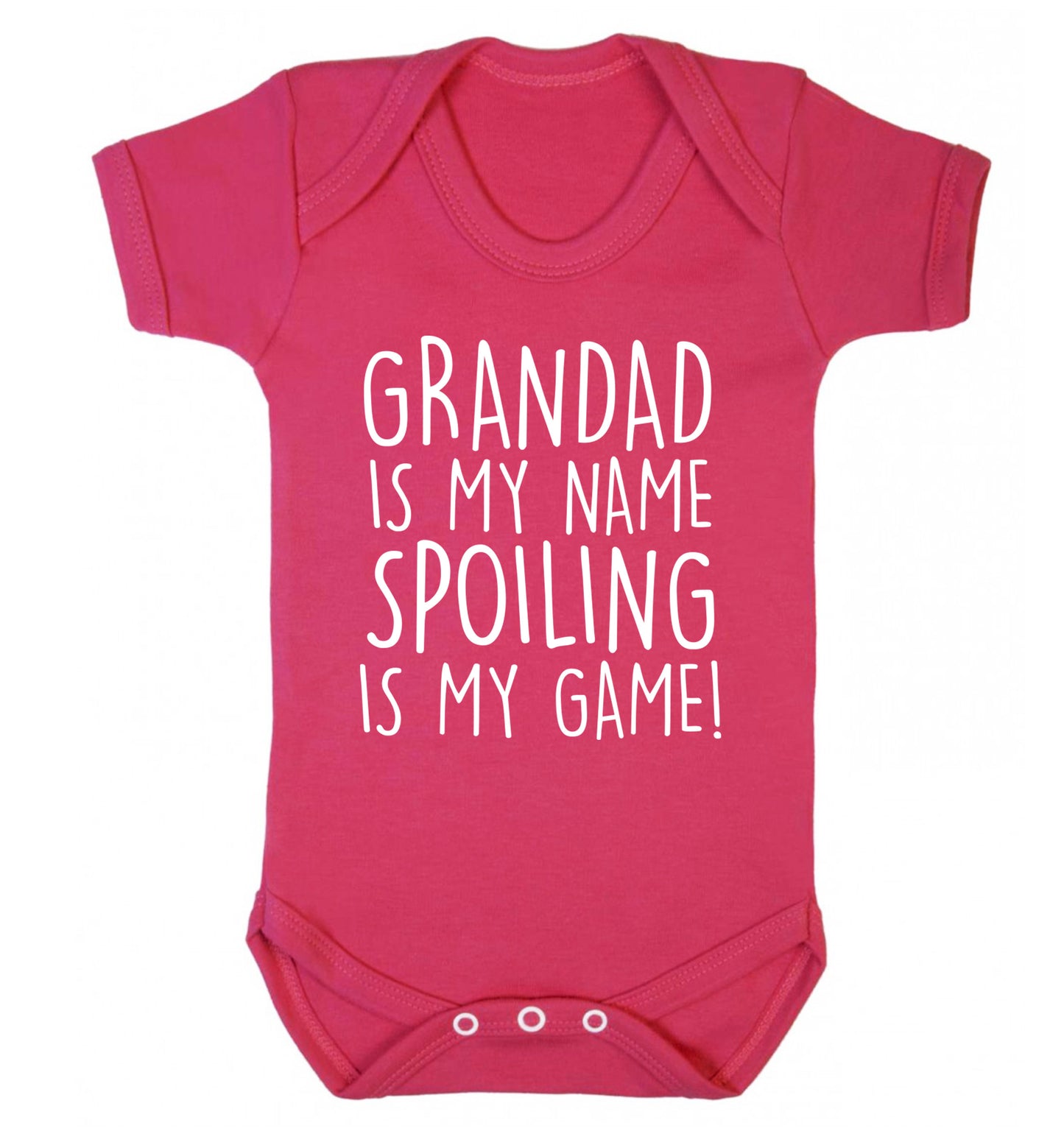 Grandad is my name, spoiling is my game Baby Vest dark pink 18-24 months