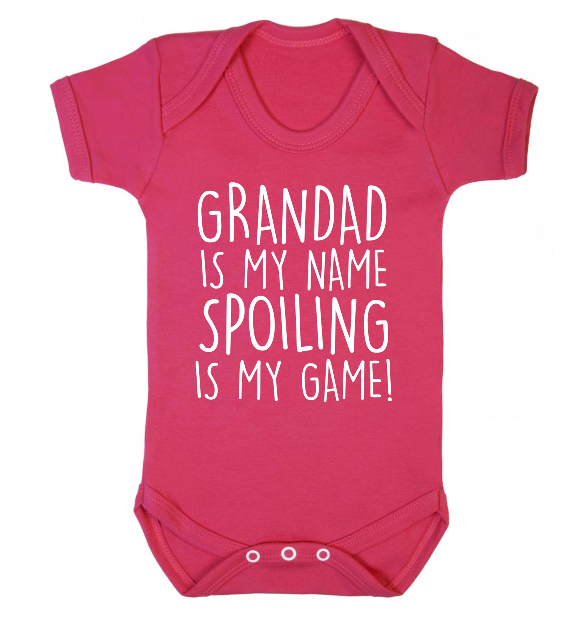 Grandad is my name, spoiling is my game Baby Vest dark pink 18-24 months