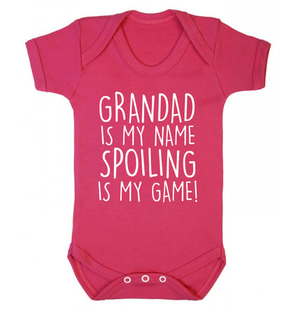 Grandad is my name, spoiling is my game Baby Vest dark pink 18-24 months