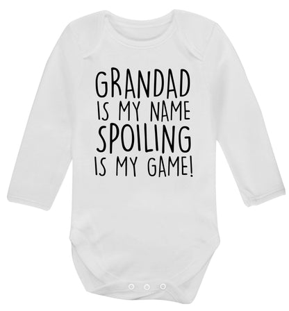 Grandad is my name, spoiling is my game Baby Vest long sleeved white 6-12 months