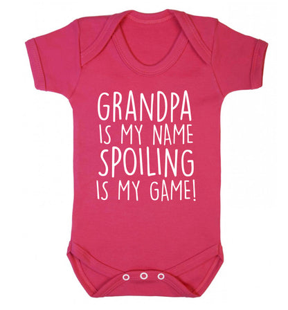 Grandpa is my name, spoiling is my game Baby Vest dark pink 18-24 months