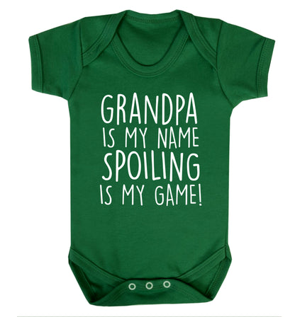 Grandpa is my name, spoiling is my game Baby Vest green 18-24 months