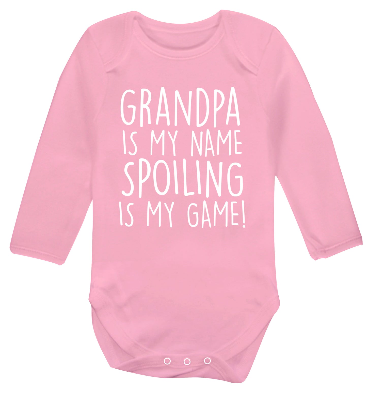 Grandpa is my name, spoiling is my game Baby Vest long sleeved pale pink 6-12 months
