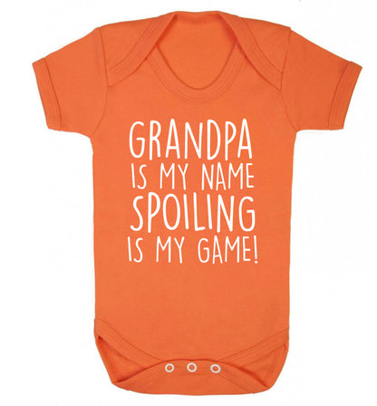 Grandpa is my name, spoiling is my game Baby Vest orange 18-24 months