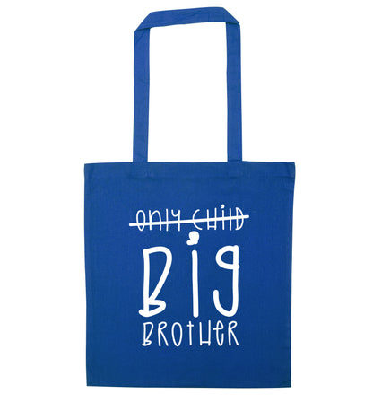 Only child big brother blue tote bag