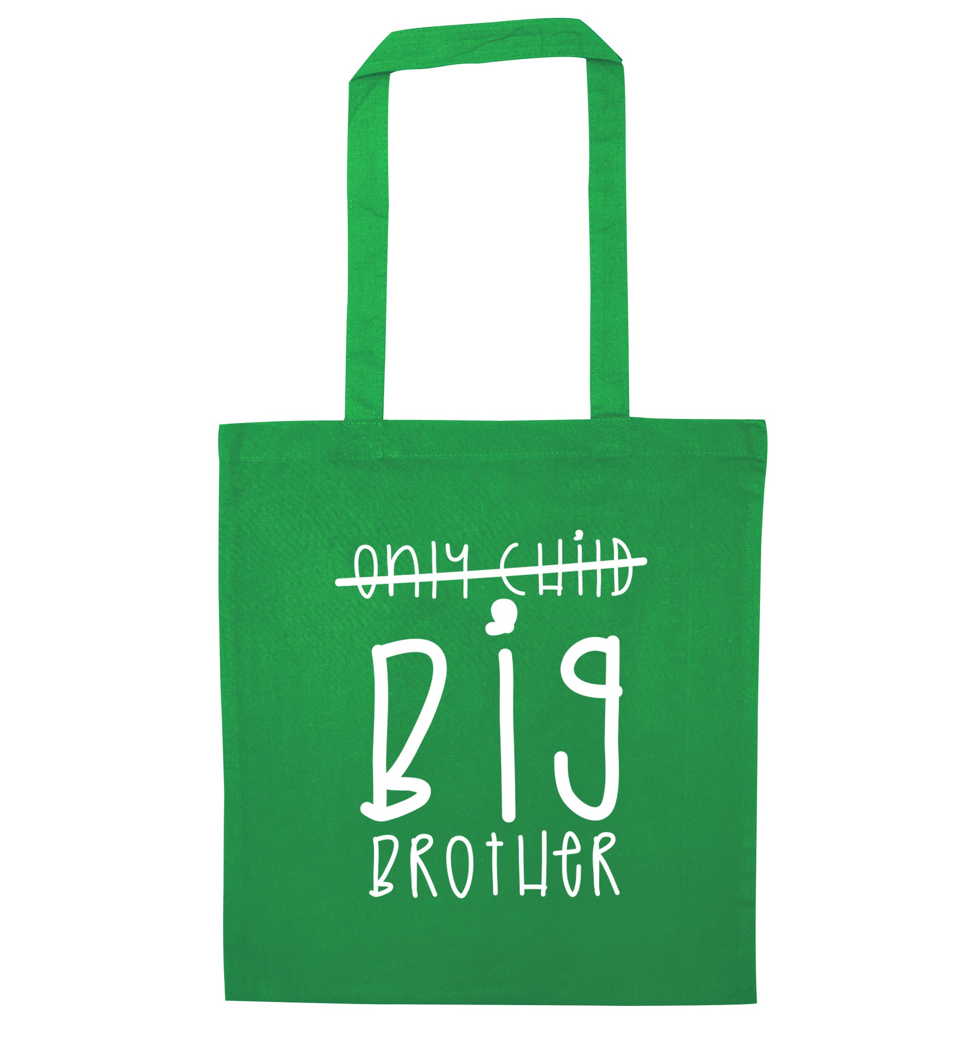 Only child big brother green tote bag
