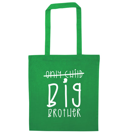 Only child big brother green tote bag