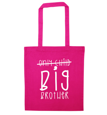 Only child big brother pink tote bag