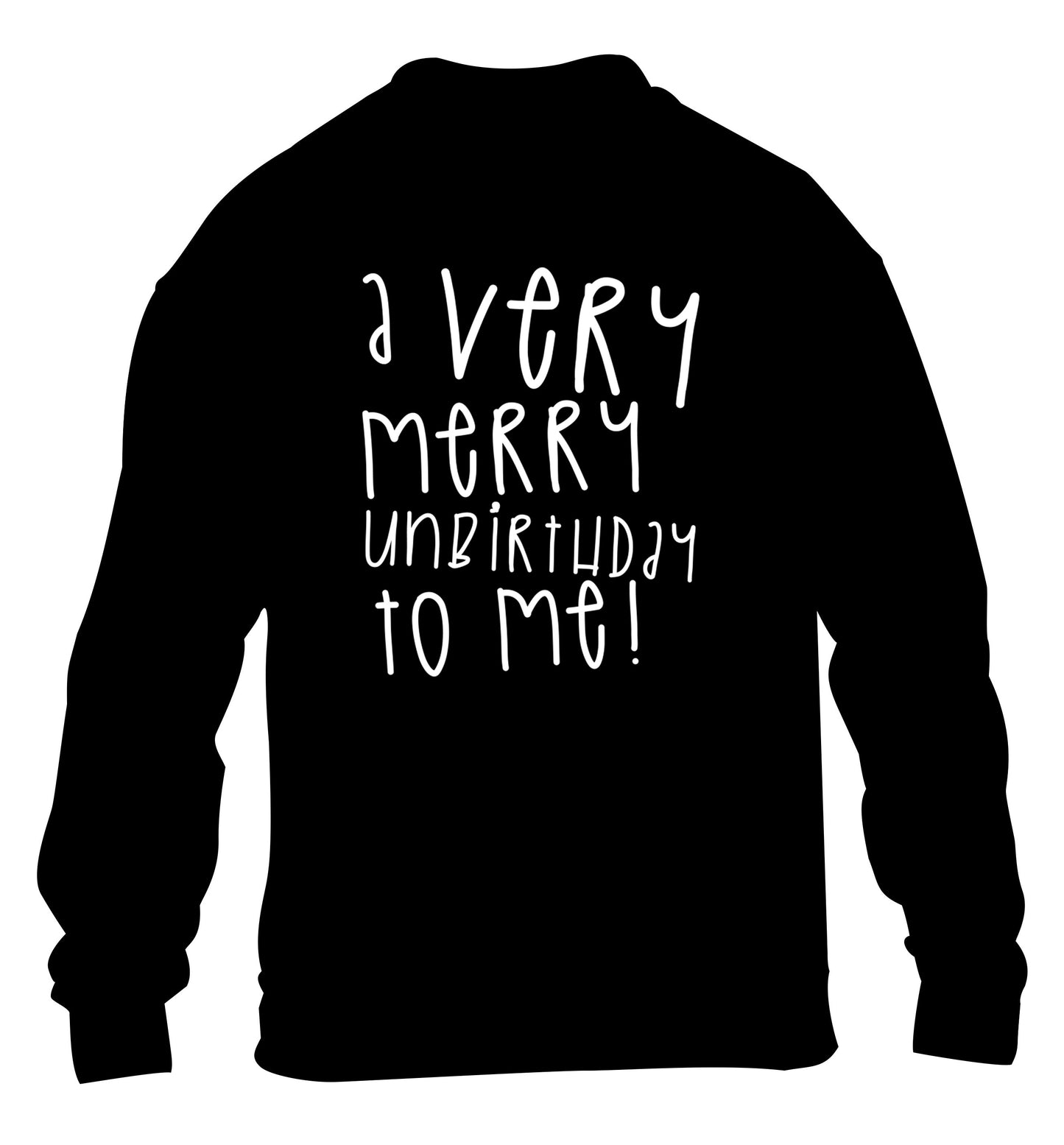 A very merry unbirthday to me! children's black sweater 12-14 Years