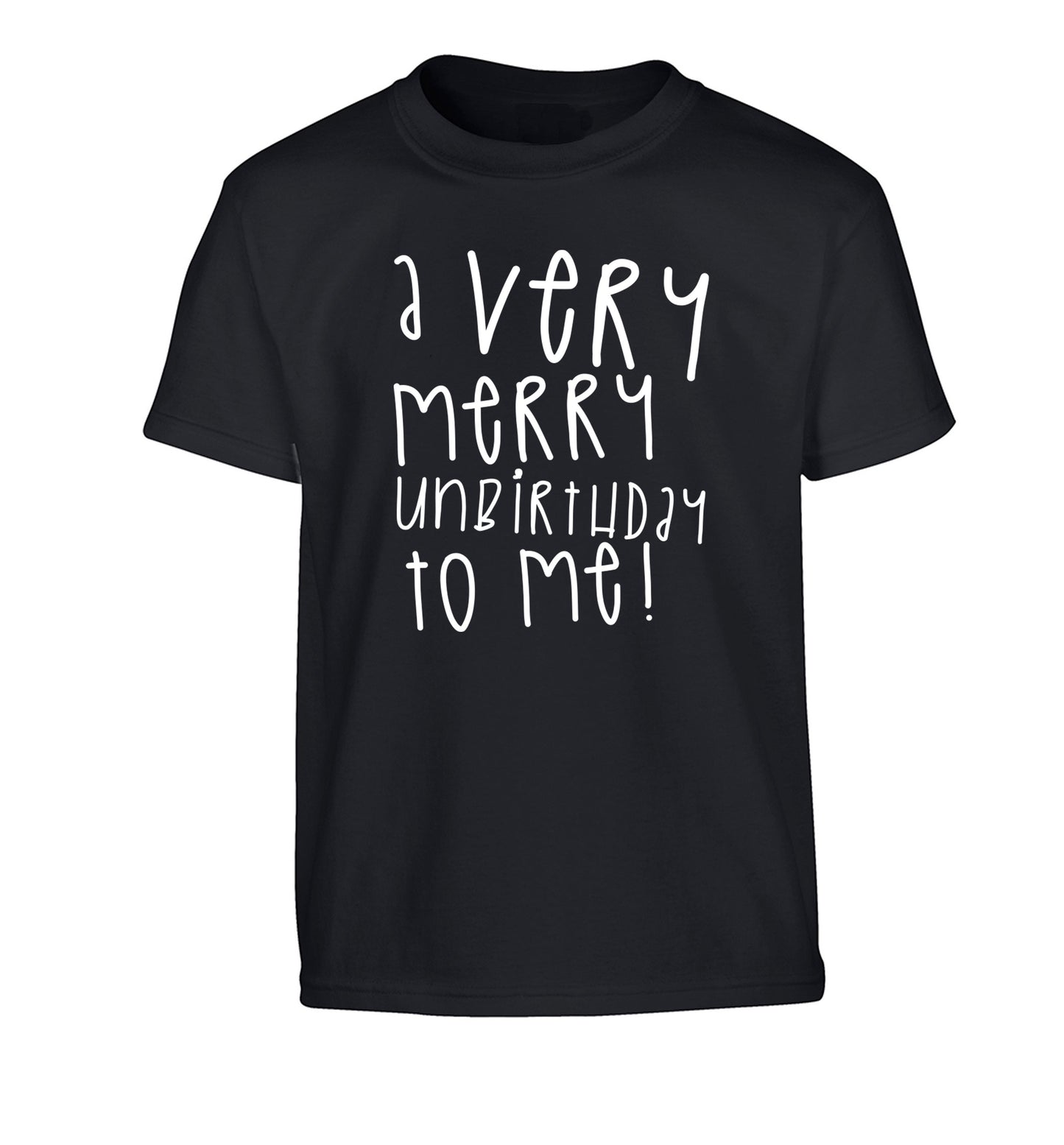 A very merry unbirthday to me! Children's black Tshirt 12-14 Years