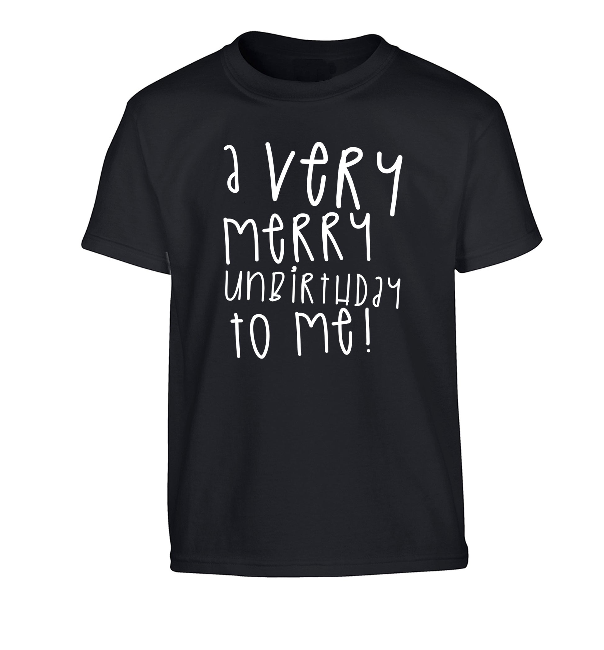 A very merry unbirthday to me! Children's black Tshirt 12-14 Years