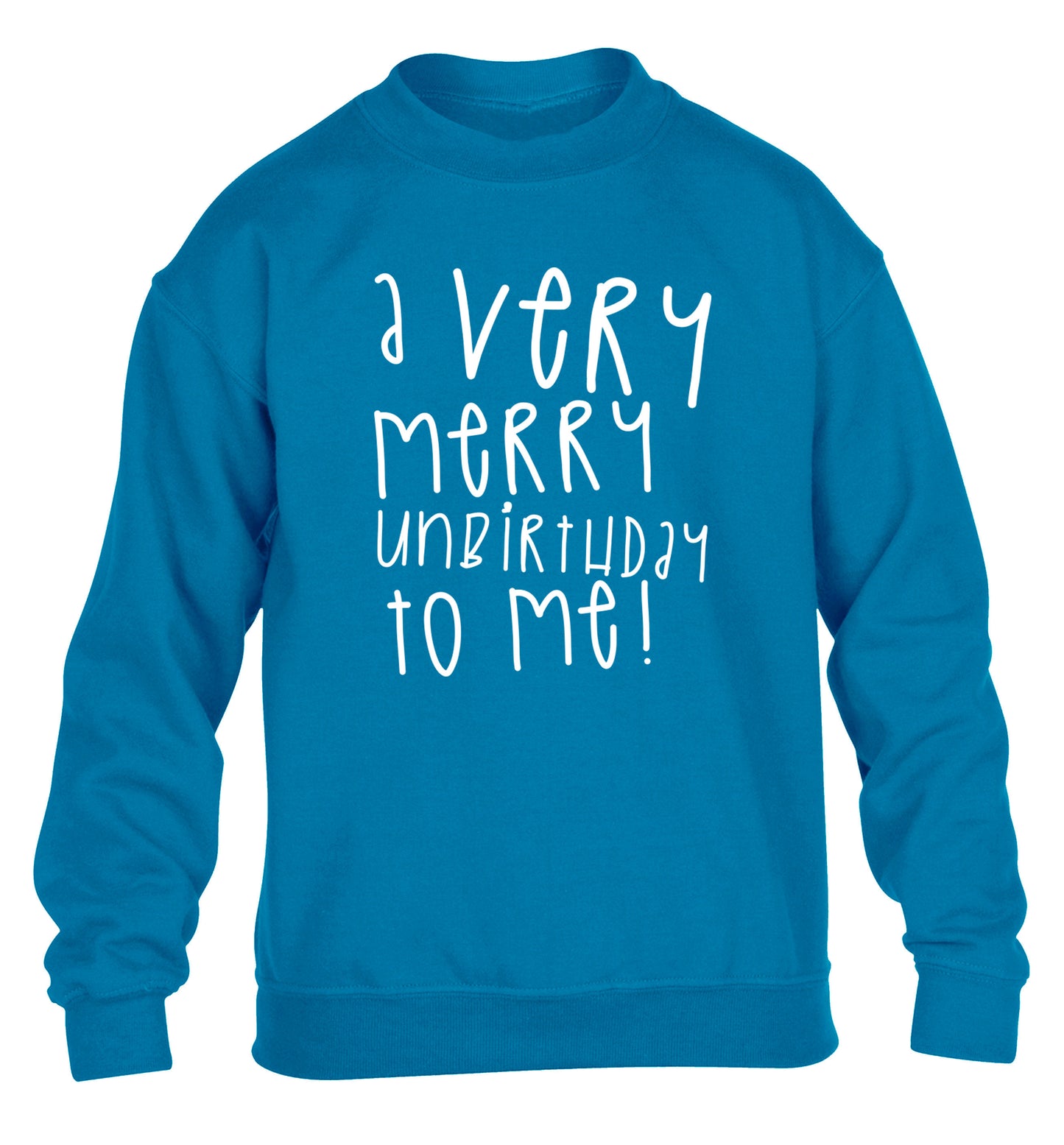 A very merry unbirthday to me! children's blue sweater 12-14 Years