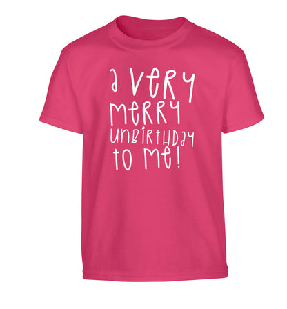 A very merry unbirthday to me! Children's pink Tshirt 12-14 Years