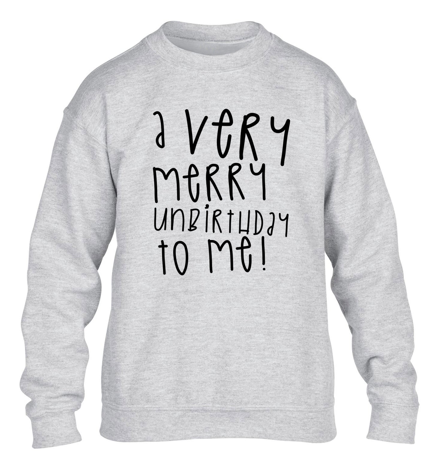 A very merry unbirthday to me! children's grey sweater 12-14 Years