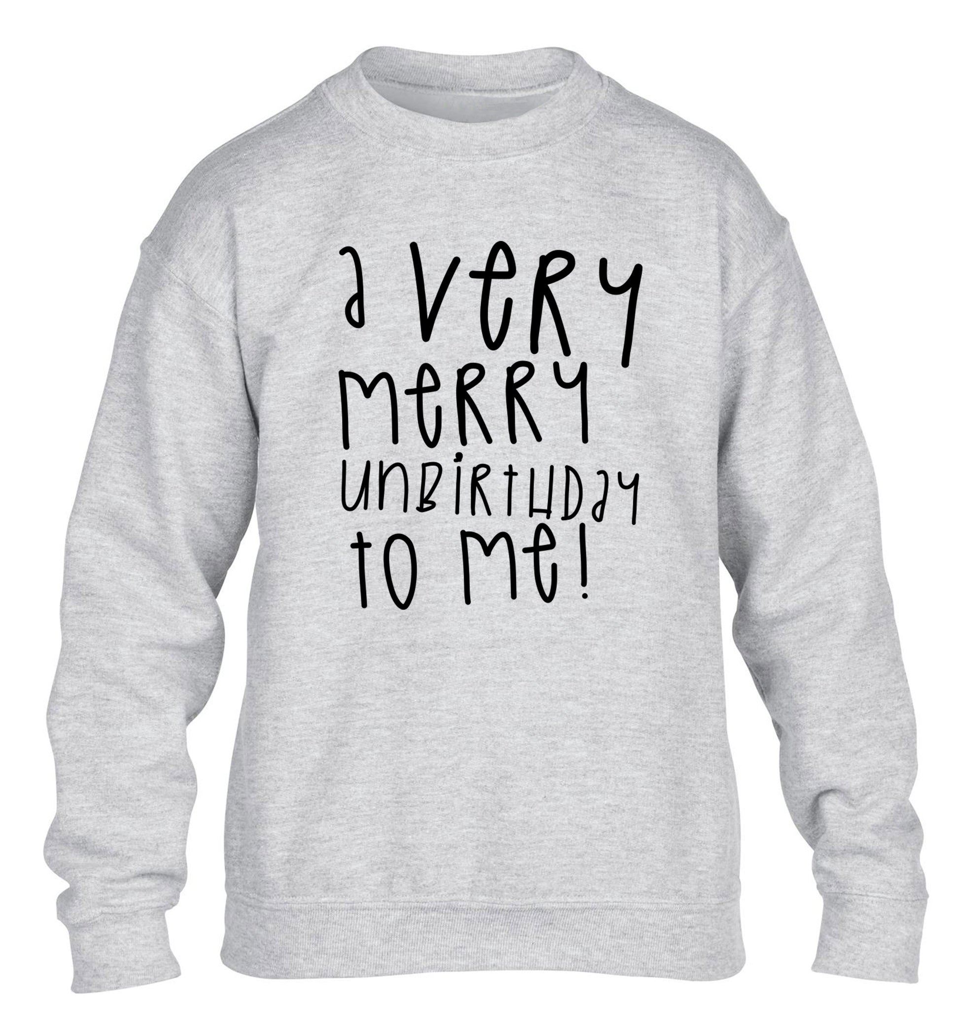 A very merry unbirthday to me! children's grey sweater 12-14 Years