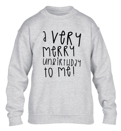 A very merry unbirthday to me! children's grey sweater 12-14 Years