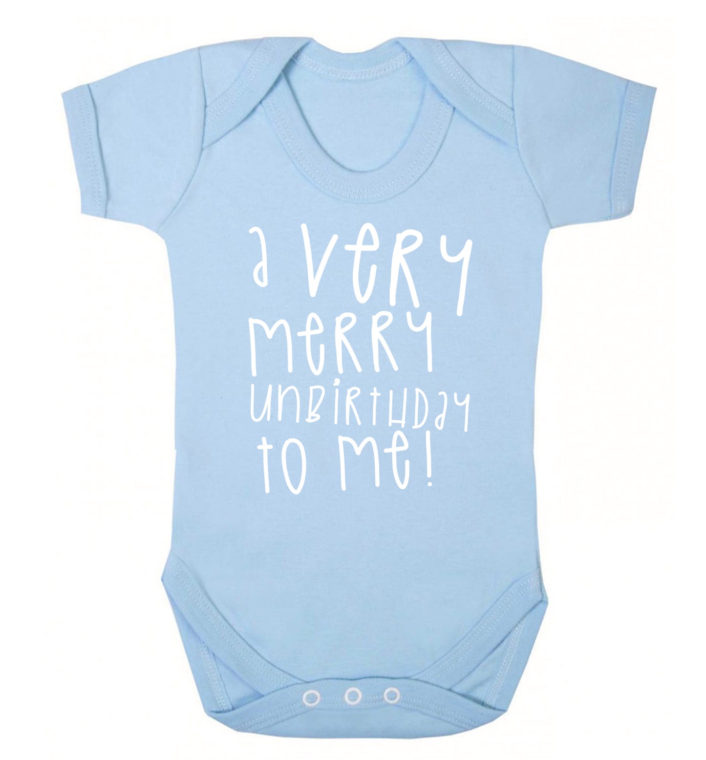 A very merry unbirthday to me! Baby Vest pale blue 18-24 months