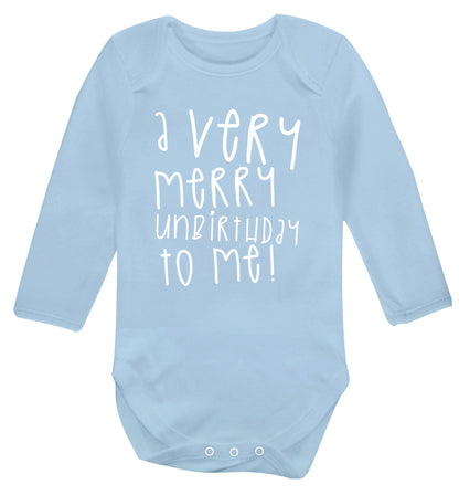 A very merry unbirthday to me! Baby Vest long sleeved pale blue 6-12 months