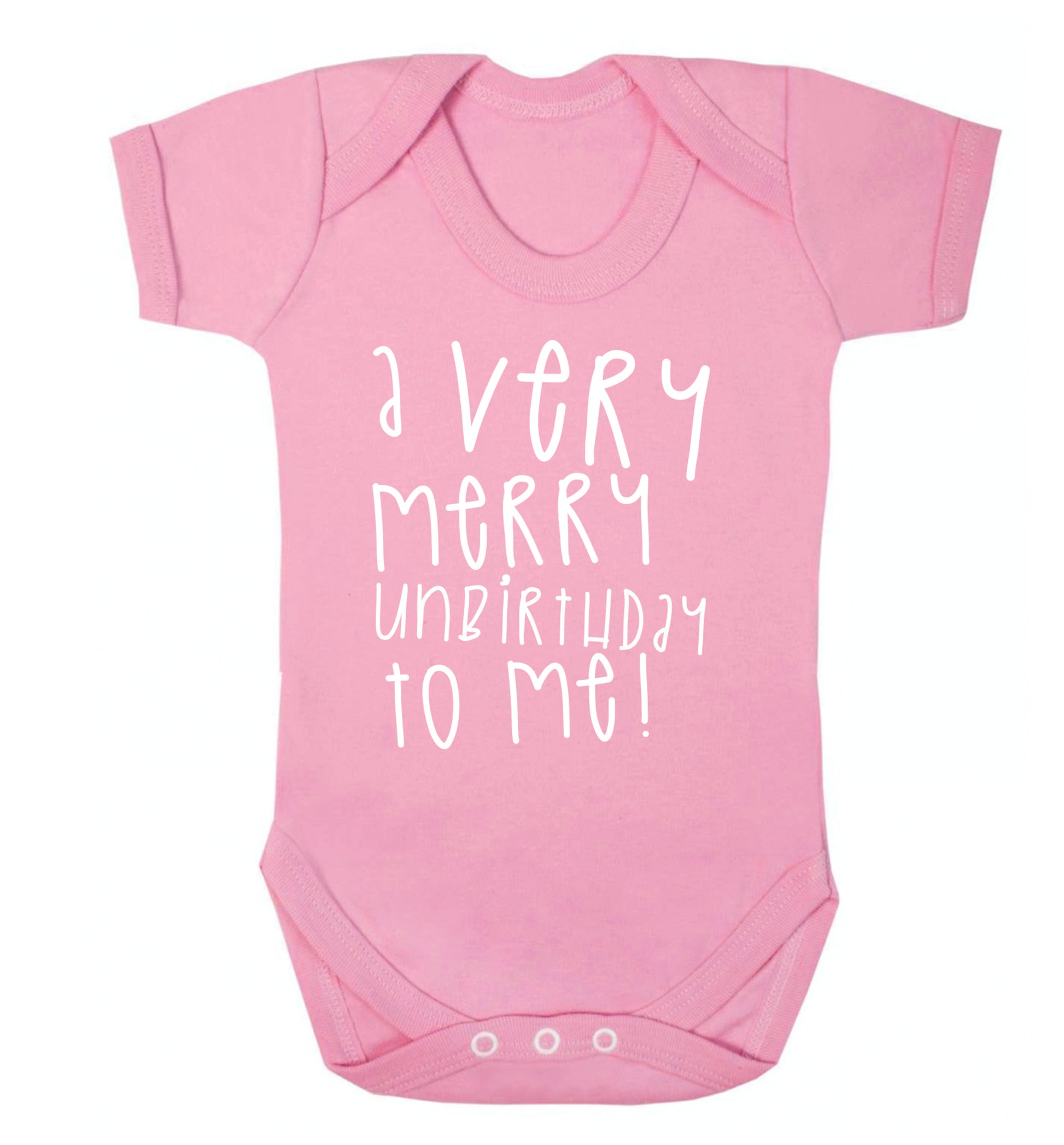 A very merry unbirthday to me! Baby Vest pale pink 18-24 months