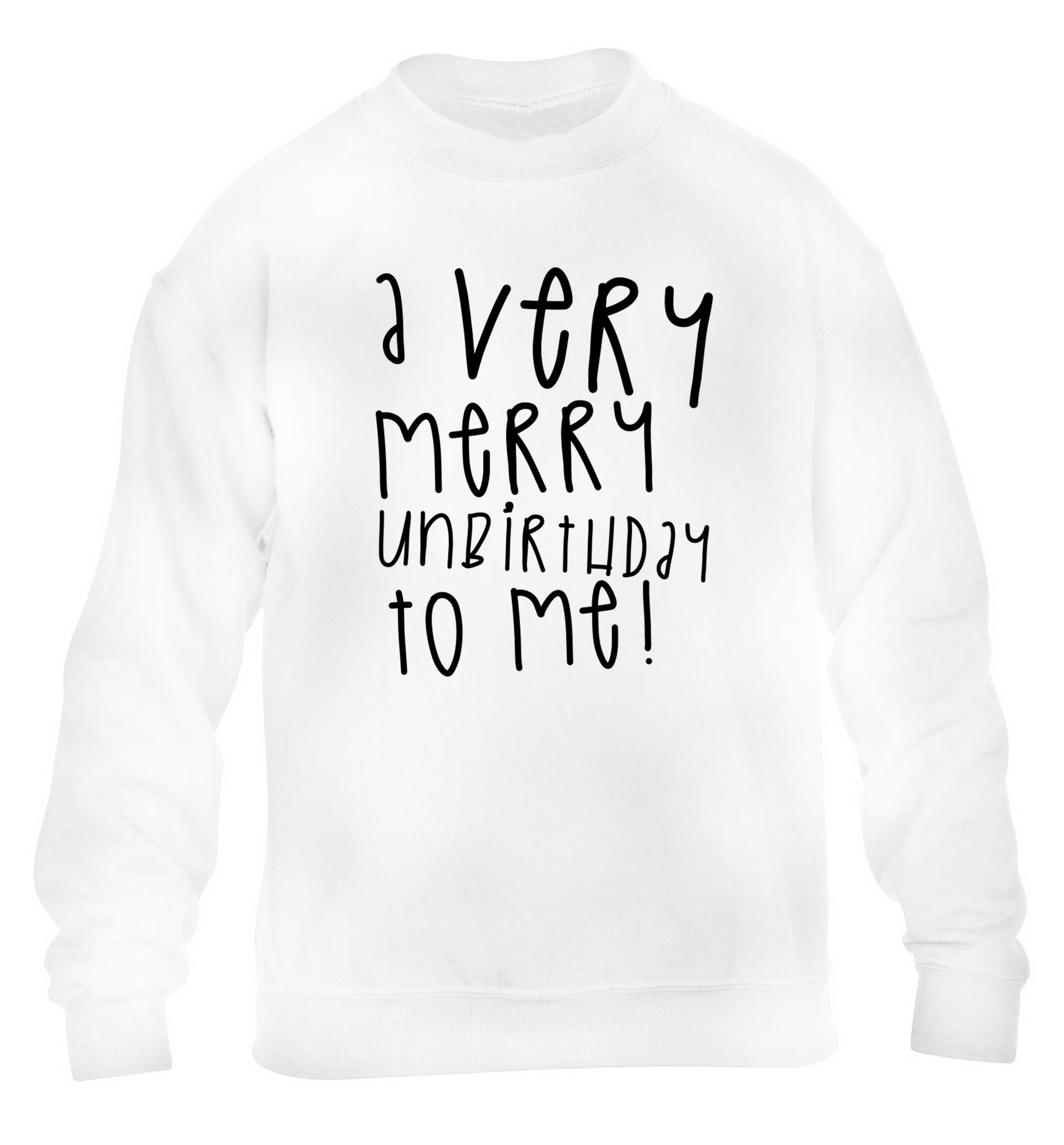 A very merry unbirthday to me! children's white sweater 12-14 Years