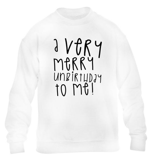 A very merry unbirthday to me! children's white sweater 12-14 Years