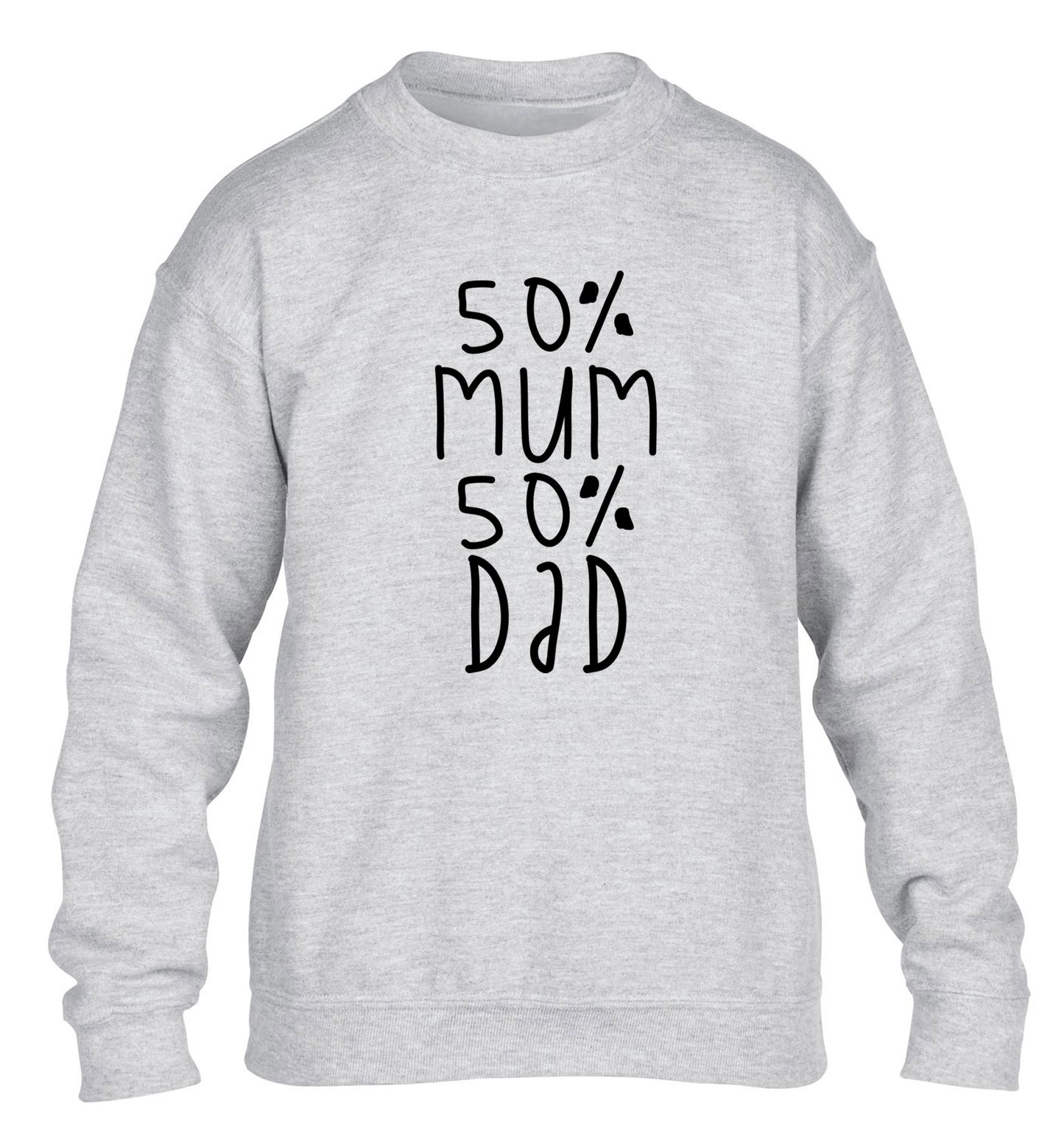 50% mum 50% dad children's grey sweater 12-14 Years