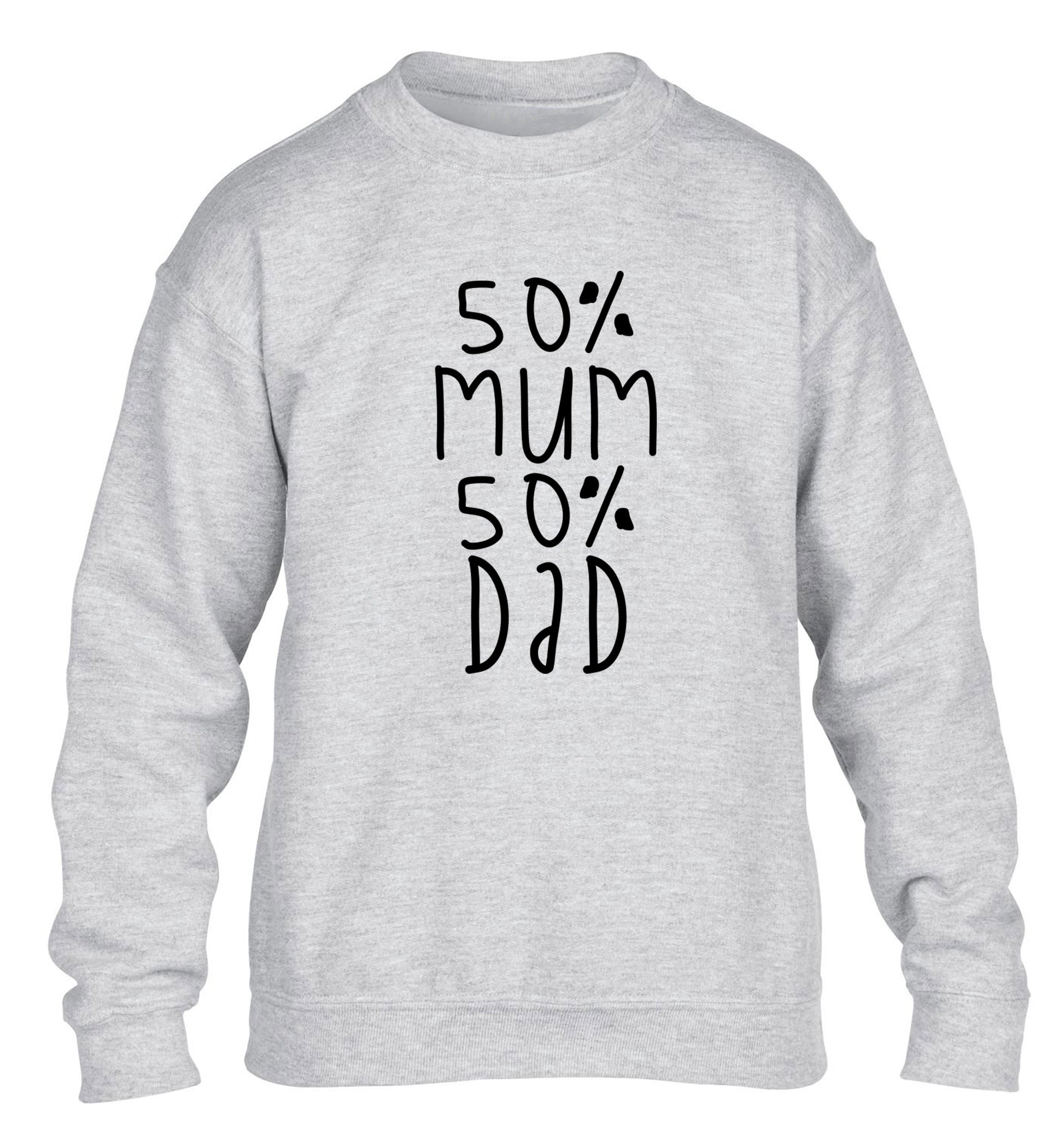50% mum 50% dad children's grey sweater 12-14 Years