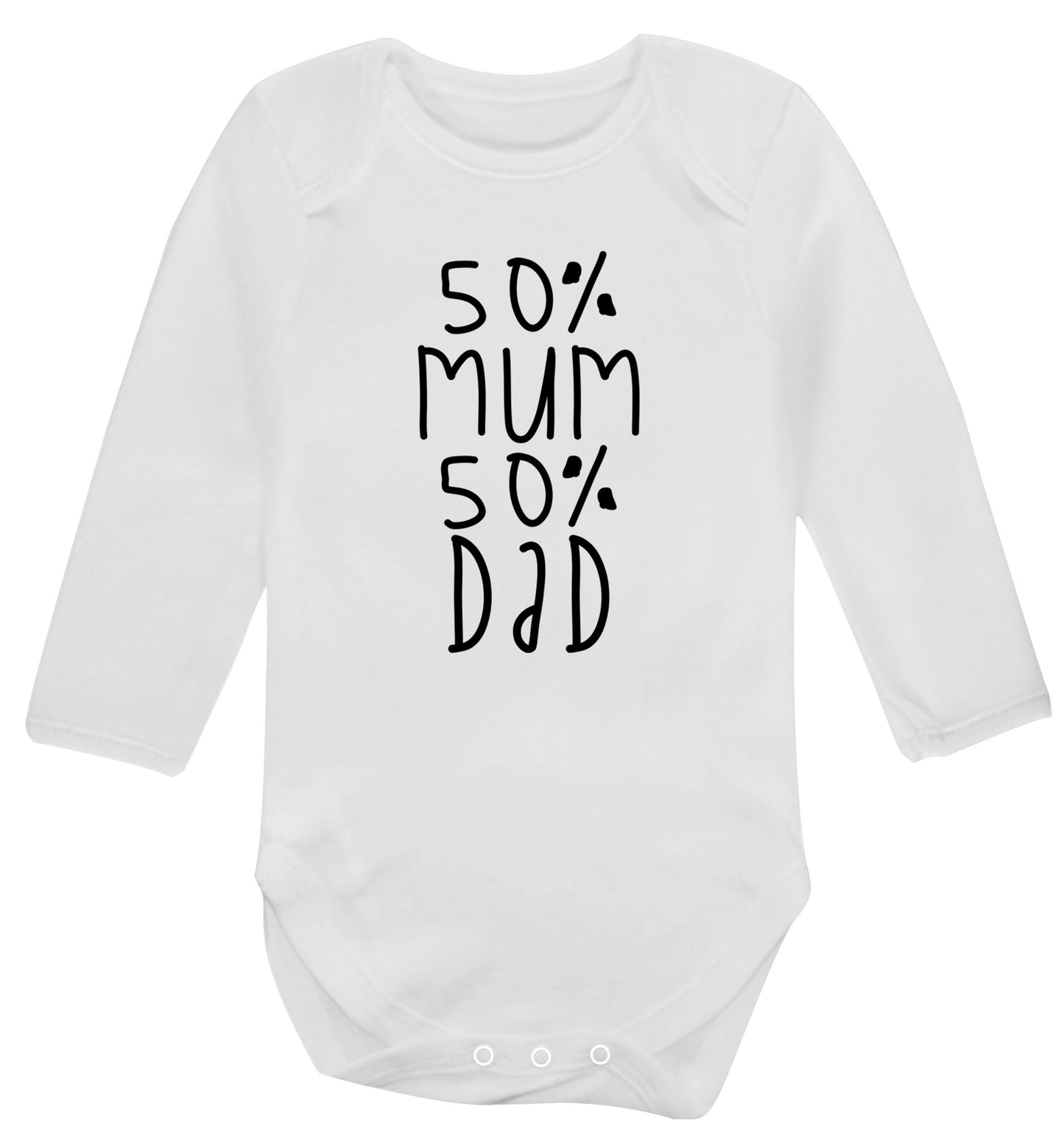50% mum 50% dad Baby Vest long sleeved white 6-12 months