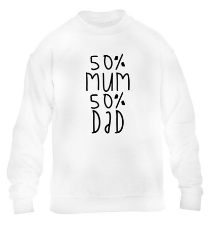 50% mum 50% dad children's white sweater 12-14 Years
