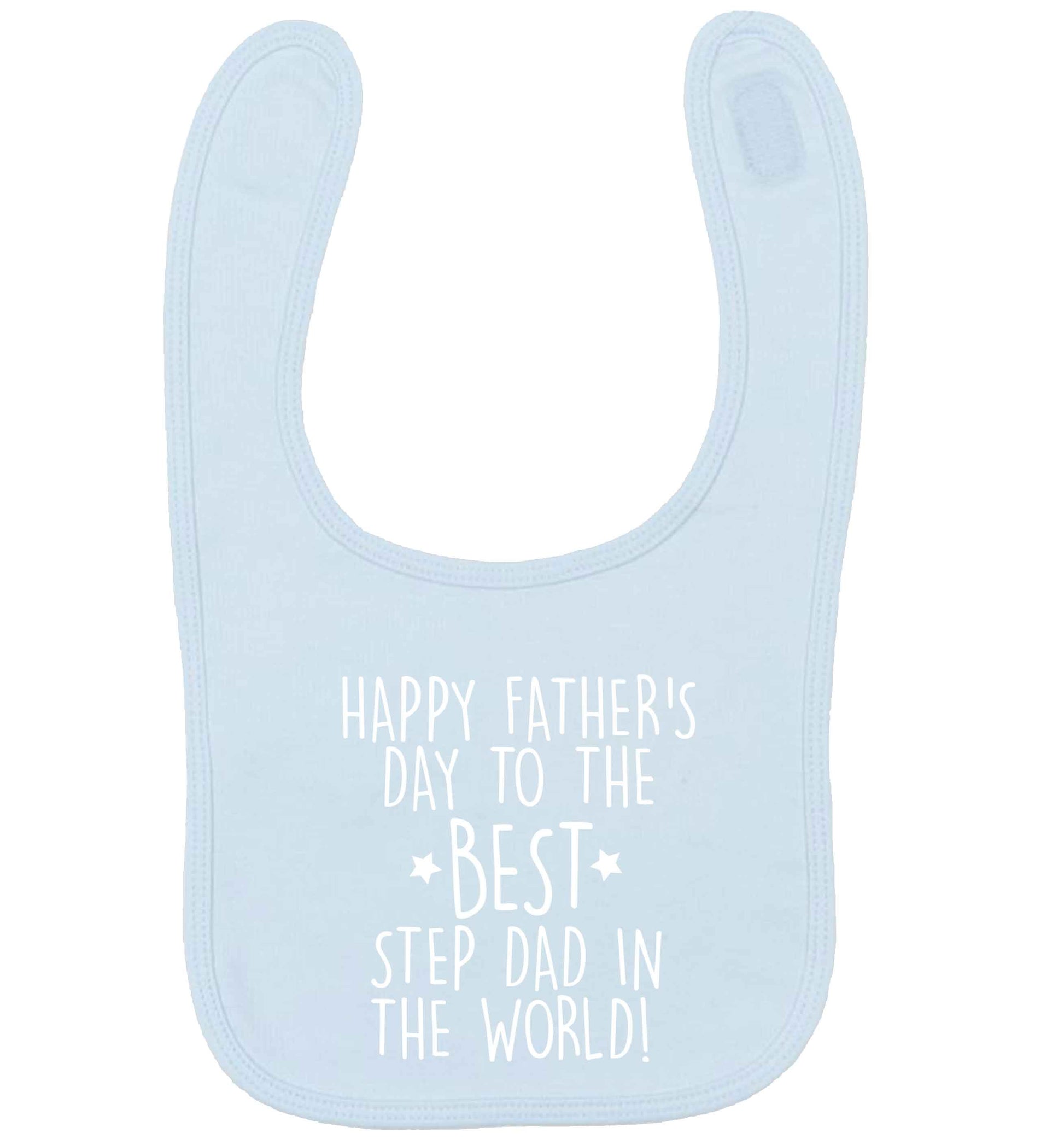 Happy Father's Day to the best step dad in the world! pale blue baby bib