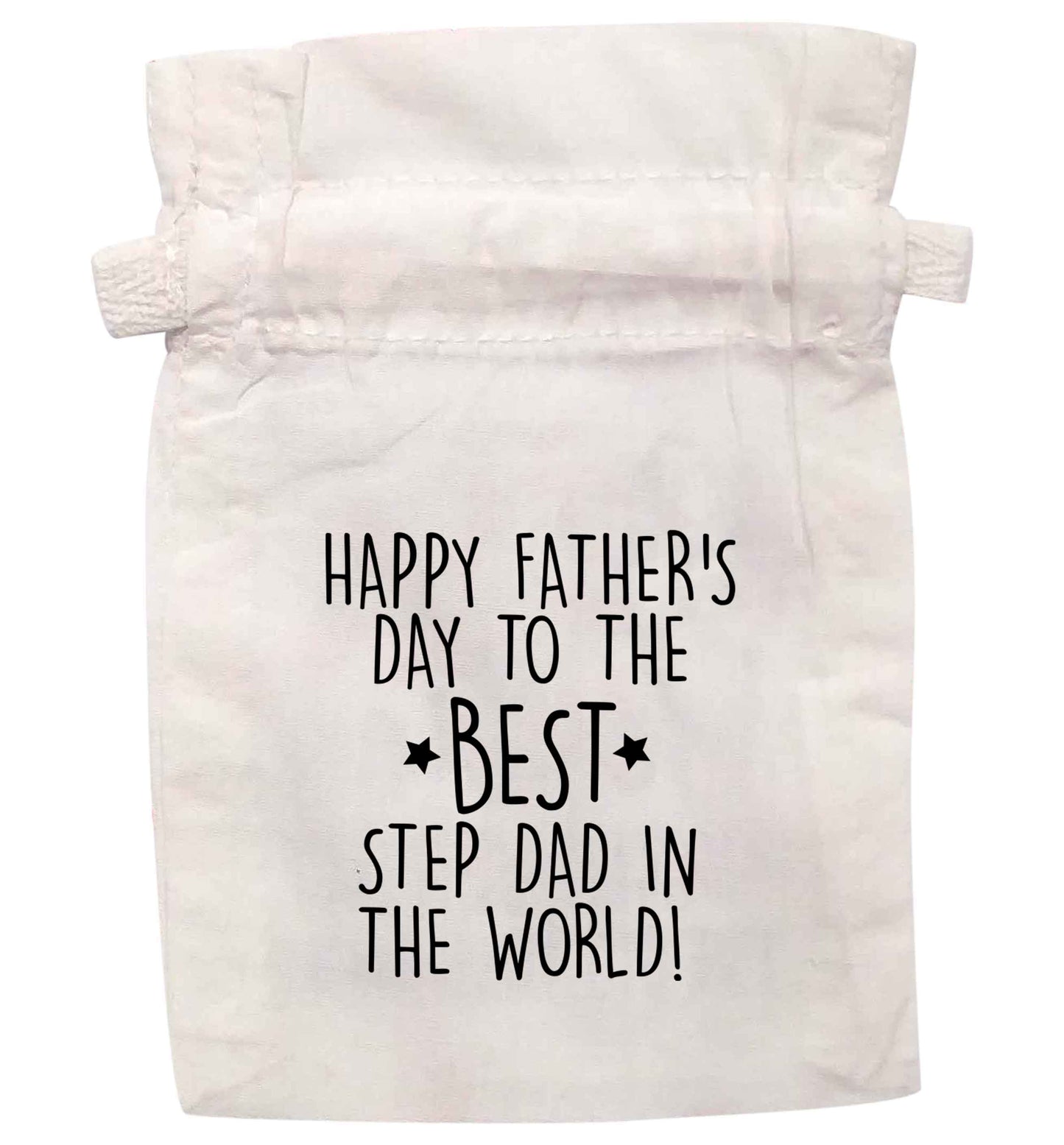 Happy Father's Day to the best step dad in the world! | XS - L | Pouch / Drawstring bag / Sack | Organic Cotton | Bulk discounts available!