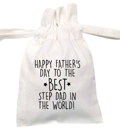 Happy Father's Day to the best step dad in the world! | XS - L | Pouch / Drawstring bag / Sack | Organic Cotton | Bulk discounts available!