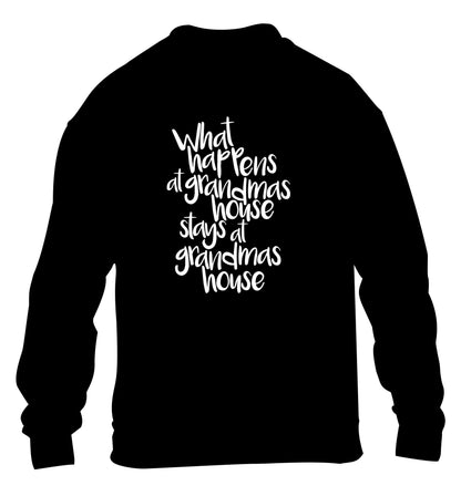 What happens at grandmas house stays at grandmas house children's black sweater 12-14 Years