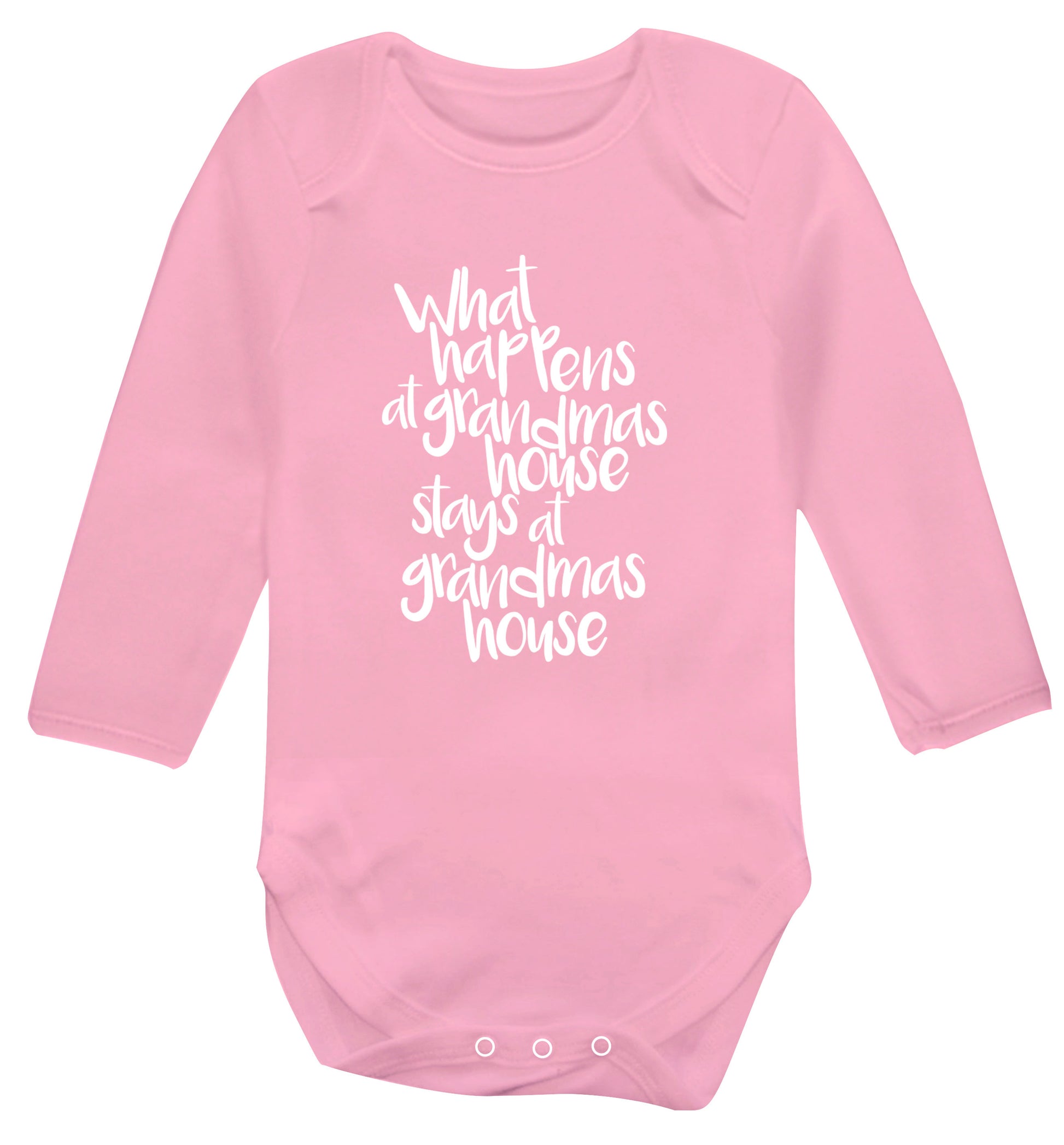 What happens at grandmas house stays at grandmas house Baby Vest long sleeved pale pink 6-12 months