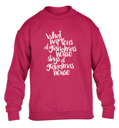 What happens at grandmas house stays at grandmas house children's pink sweater 12-14 Years
