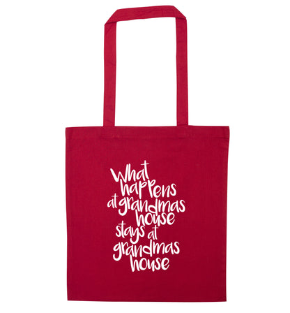 What happens at grandmas house stays at grandmas house red tote bag