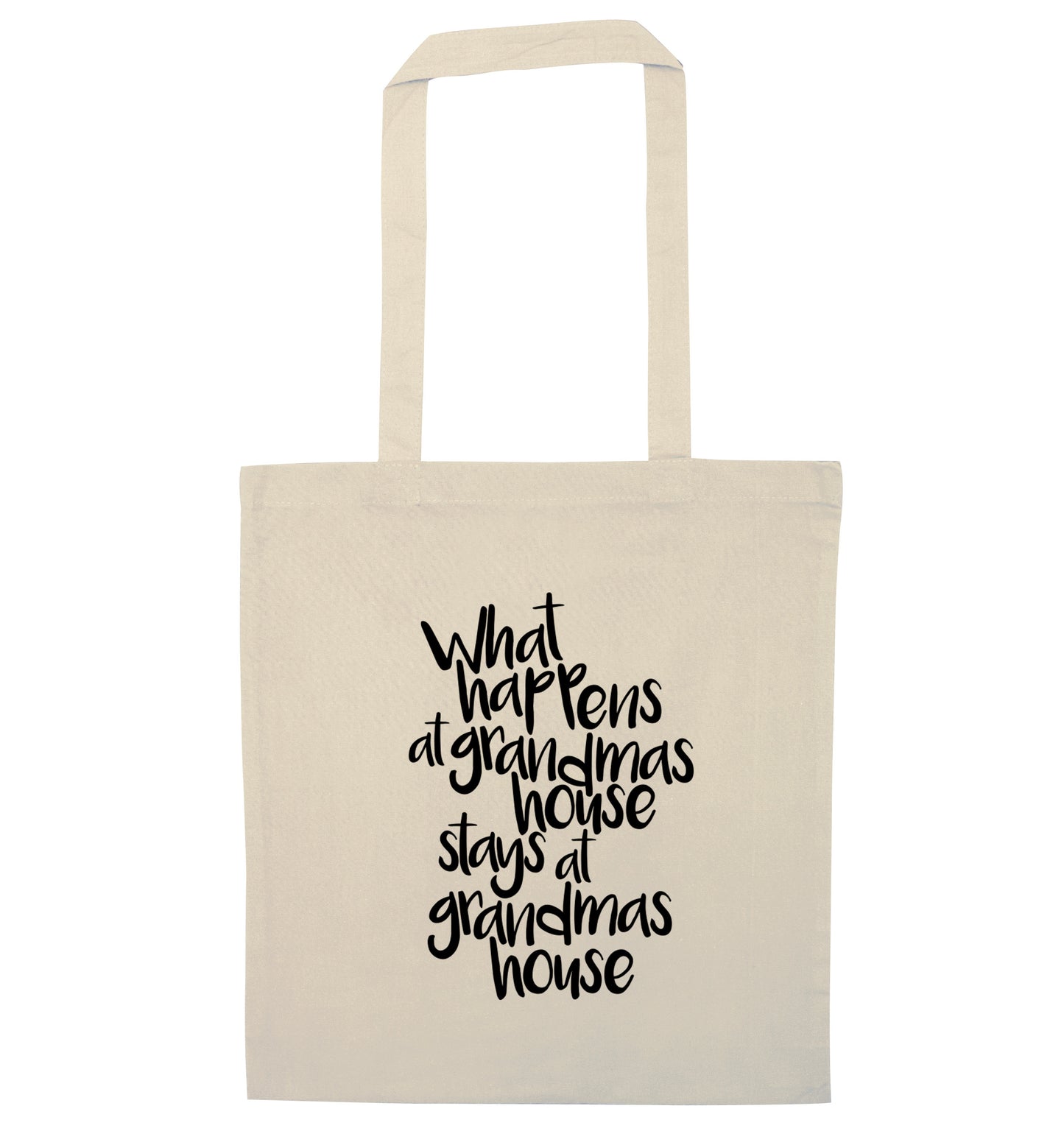 What happens at grandmas house stays at grandmas house natural tote bag