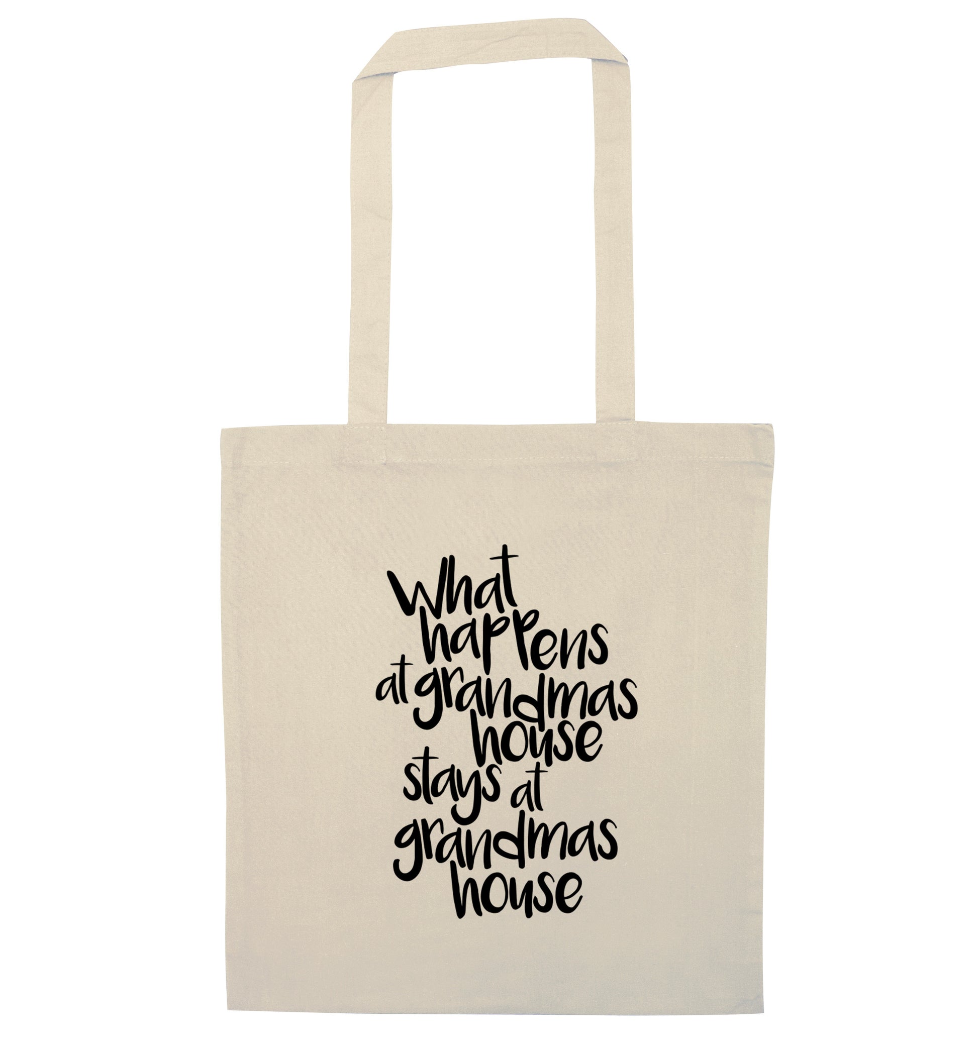 What happens at grandmas house stays at grandmas house natural tote bag