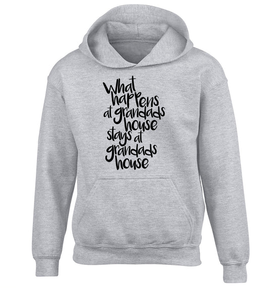 What happens at grandads house stays at grandads house children's grey hoodie 12-14 Years
