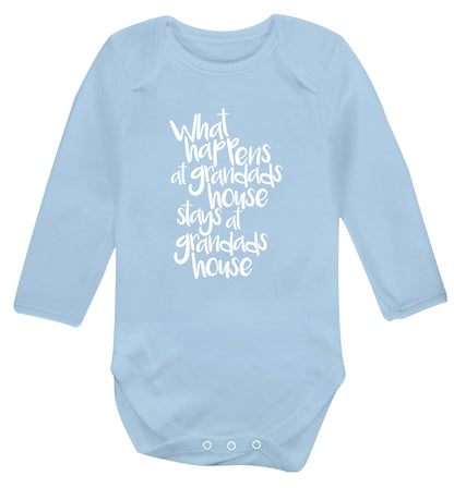 What happens at grandads house stays at grandads house Baby Vest long sleeved pale blue 6-12 months