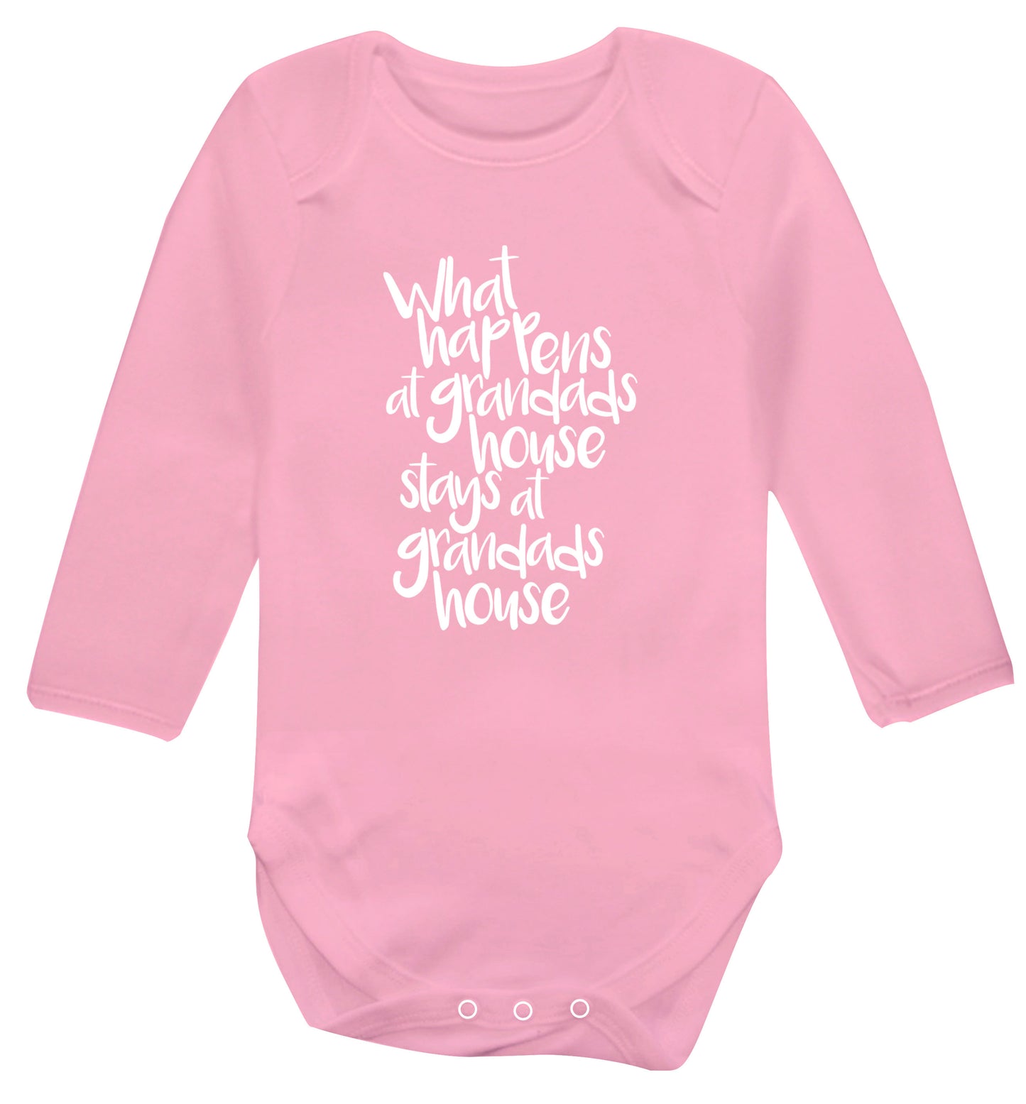 What happens at grandads house stays at grandads house Baby Vest long sleeved pale pink 6-12 months
