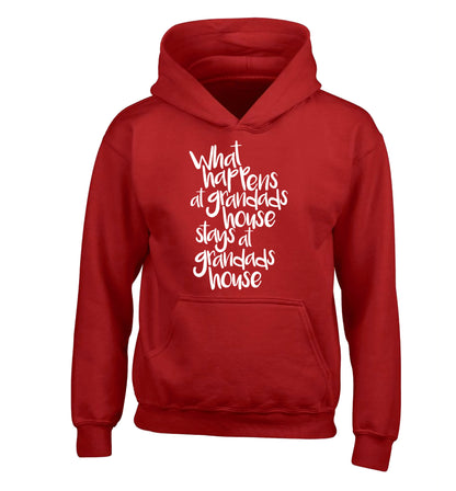 What happens at grandads house stays at grandads house children's red hoodie 12-14 Years