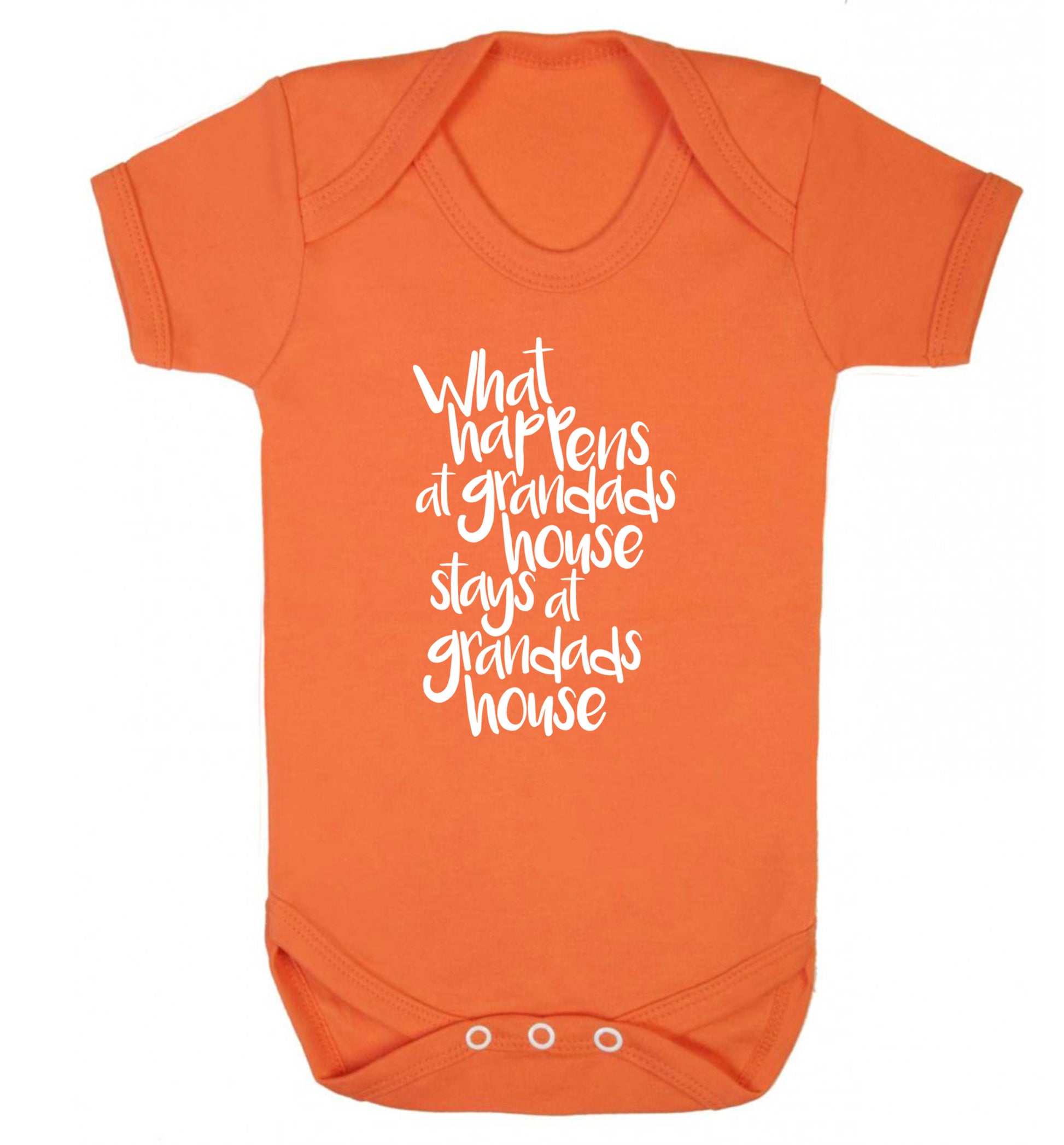 What happens at grandads house stays at grandads house Baby Vest orange 18-24 months