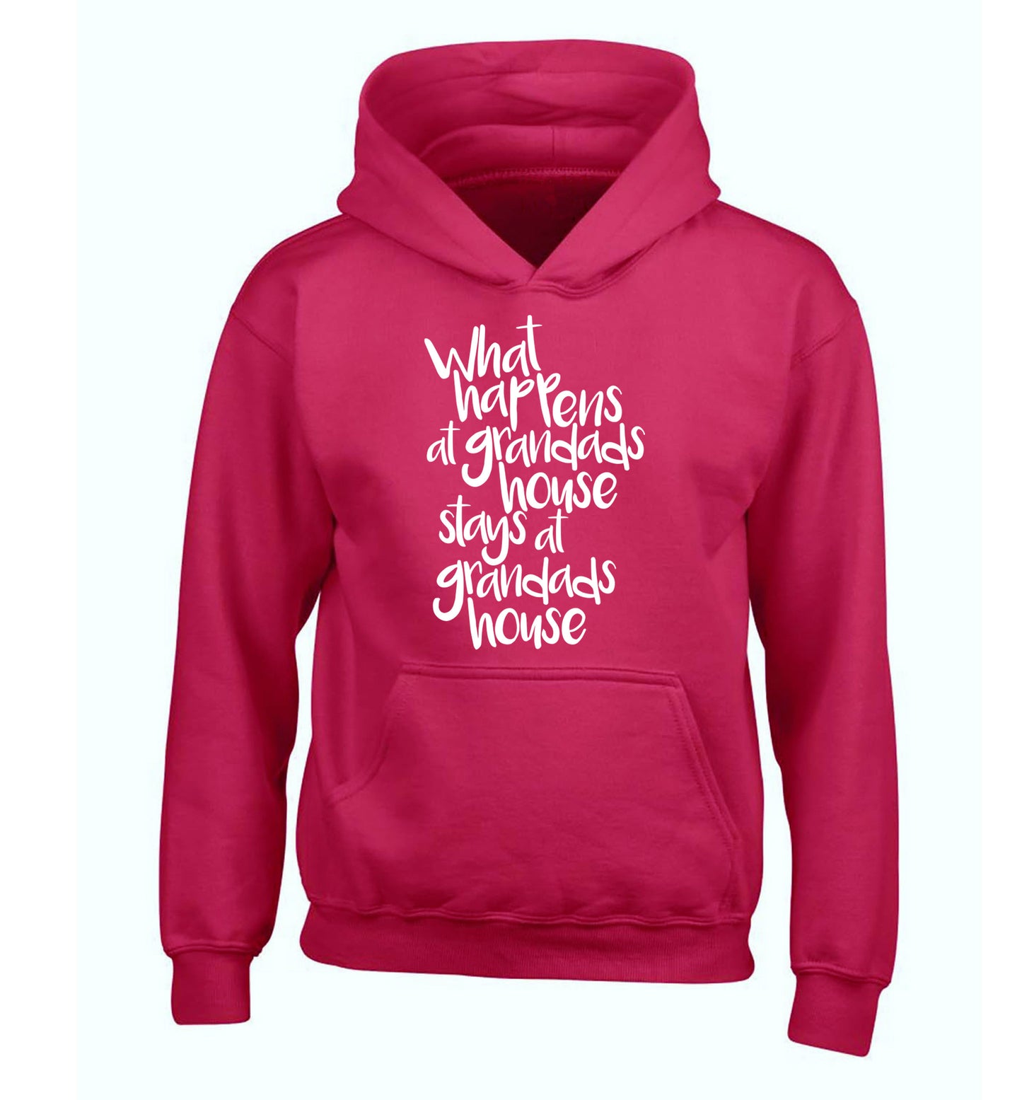 What happens at grandads house stays at grandads house children's pink hoodie 12-14 Years