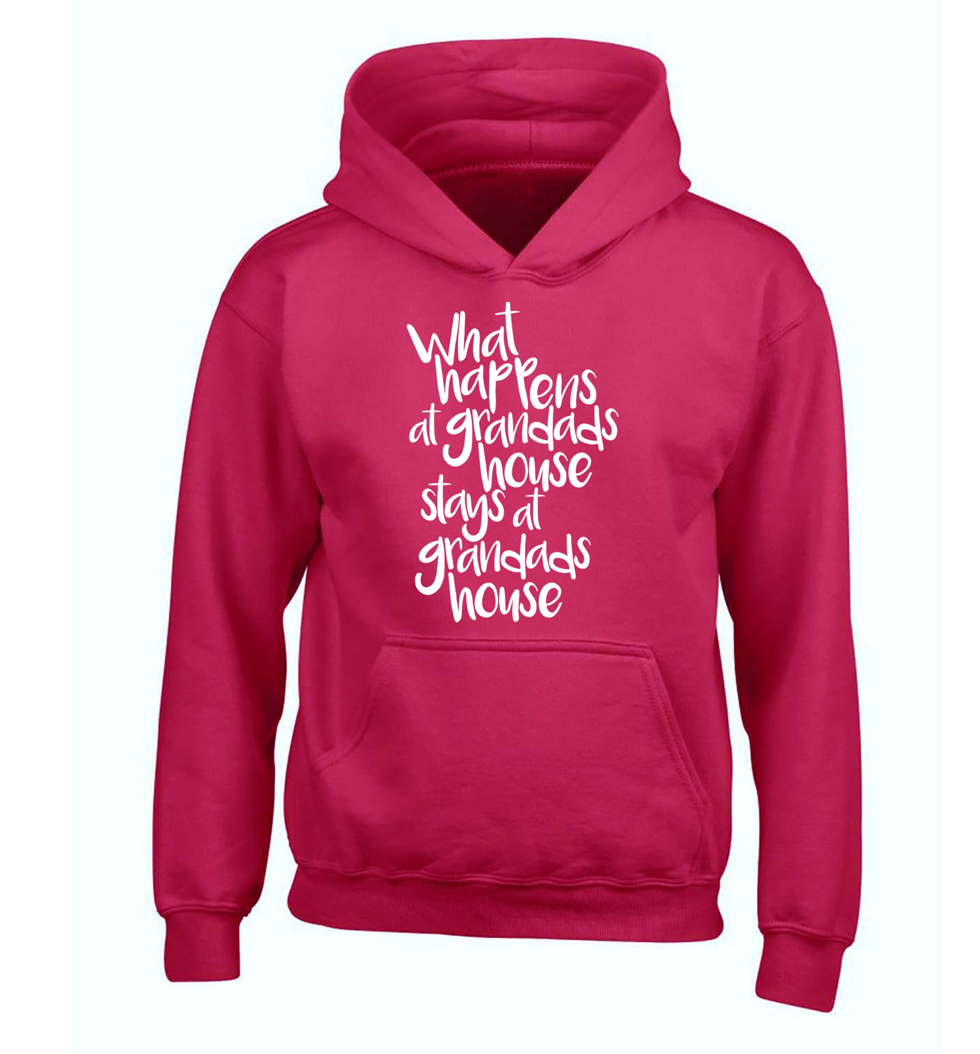 What happens at grandads house stays at grandads house children's pink hoodie 12-14 Years