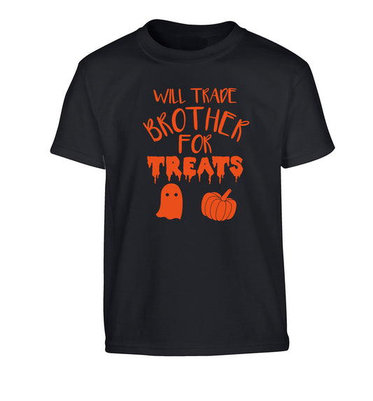 Will trade brother for treats Children's black Tshirt 12-14 Years