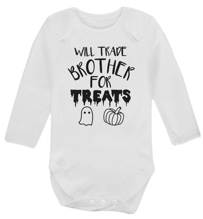Will trade brother for treats Baby Vest long sleeved white 6-12 months