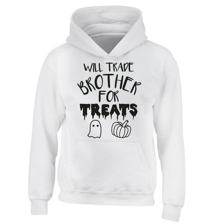 Will trade brother for treats children's white hoodie 12-14 Years