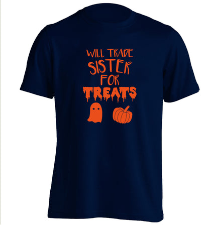 Will trade sister for treats adults unisex navy Tshirt 2XL