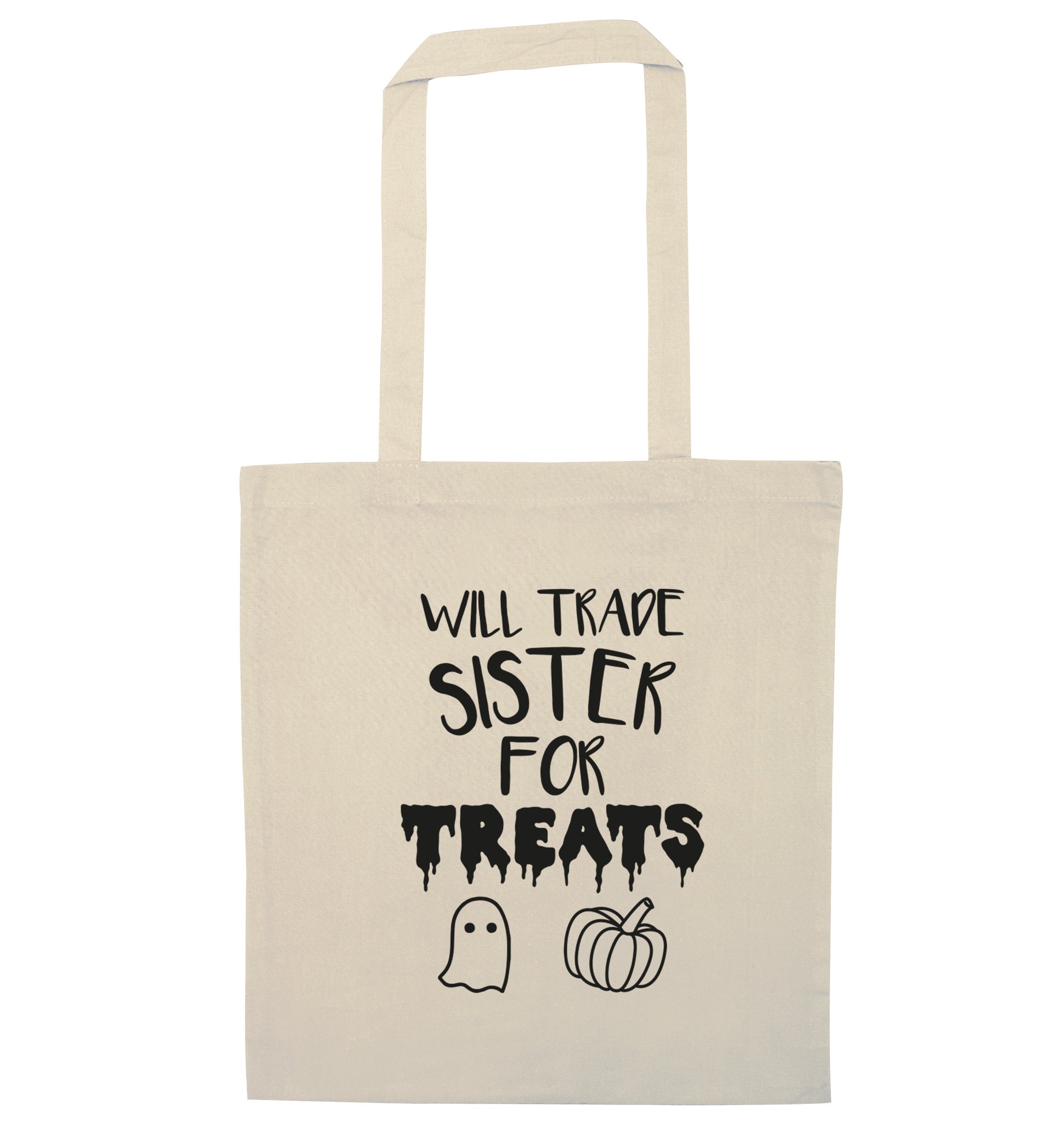 Will trade sister for treats natural tote bag